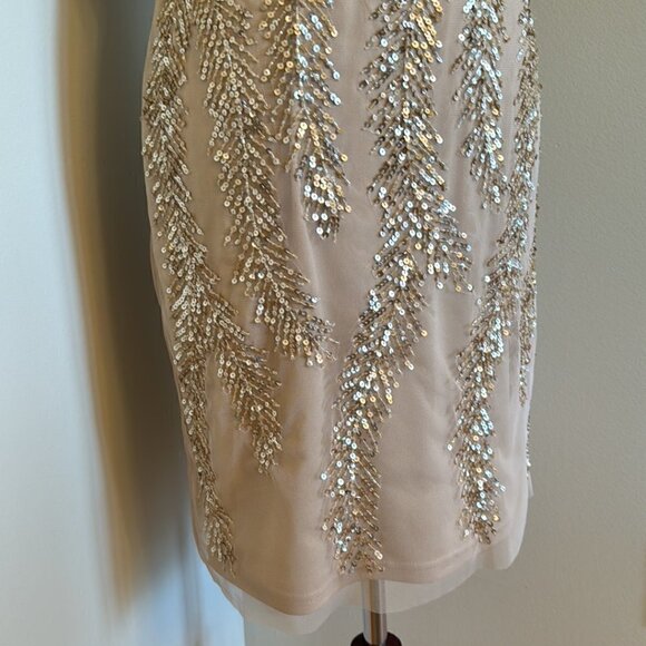Aidan Mattox Sequined Gold and Champagne Dress Size 4 - Picture 11 of 11